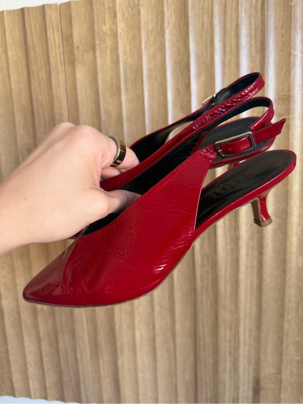 TIBI Red Slingback Kitten Heel Shoes - Picture 7 of 8